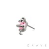 316L SURGICAL STEEL THREADLESS PUSH IN CZ HEART SNAKE COBRA TOP PART (ONLY)